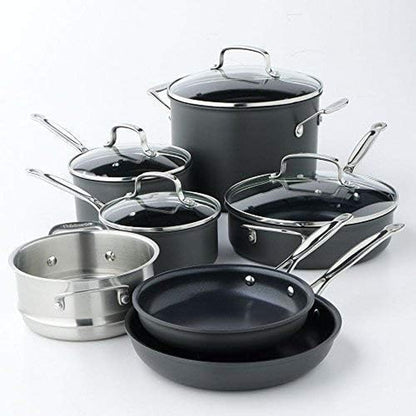 11-Piece Cookware Set, Black, Chef'S Classic Nonstick Hard Anodized, 66-113