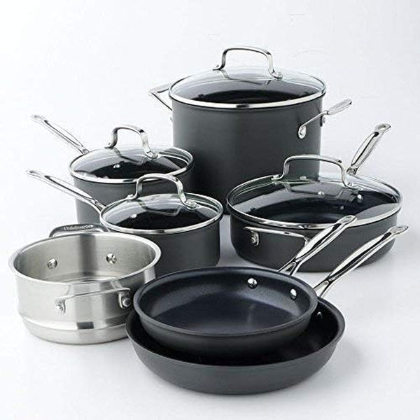 11-Piece Cookware Set, Black, Chef'S Classic Nonstick Hard Anodized, 66-113