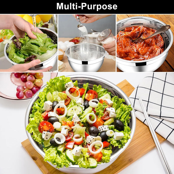 Mixing Bowls with Lids Set, 6-Piece Stainless Steel Salad Bowls4