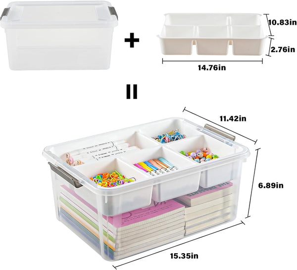 17 QT Stackable Clear Craft Organizers and Storage Box with Removable Tray2