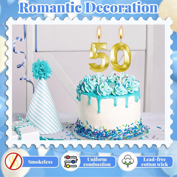 50Th Birthday Decorations for Women and Men, Gold Number 50 Candle4