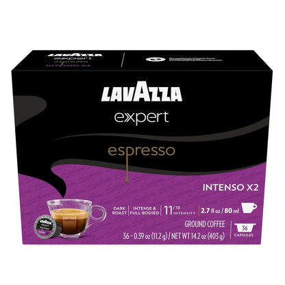 Lavazza Expert Espresso Intenso Double Shot Capsules, Dark Roast, Arabica and Robusta Blend, Compatible with Lavazza Classy Machines (36 Capsules)1