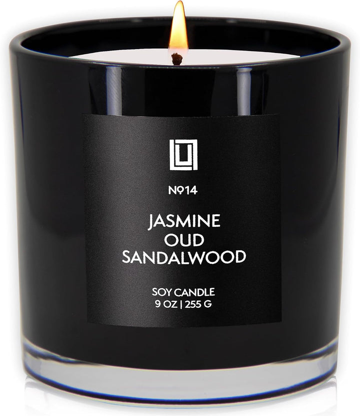 Jasmine, Oud & Sandalwood Scented Soy Blend Jar Candle, 9 Oz.+2