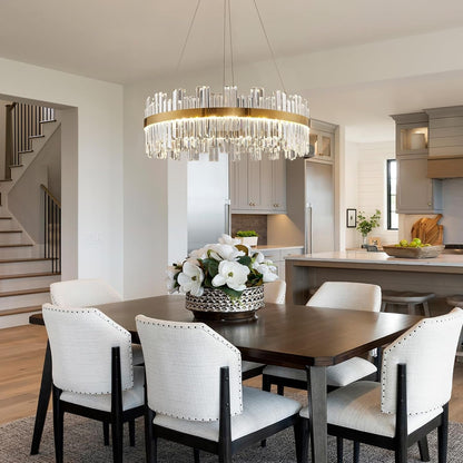 23.6" LED Gold Crystal Chandeliers,Modern round Living Room Chandelier8