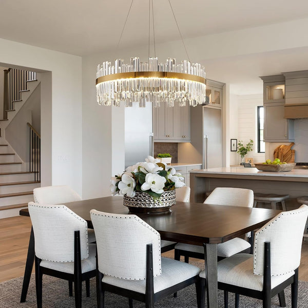 23.6" LED Gold Crystal Chandeliers,Modern round Living Room Chandelier8