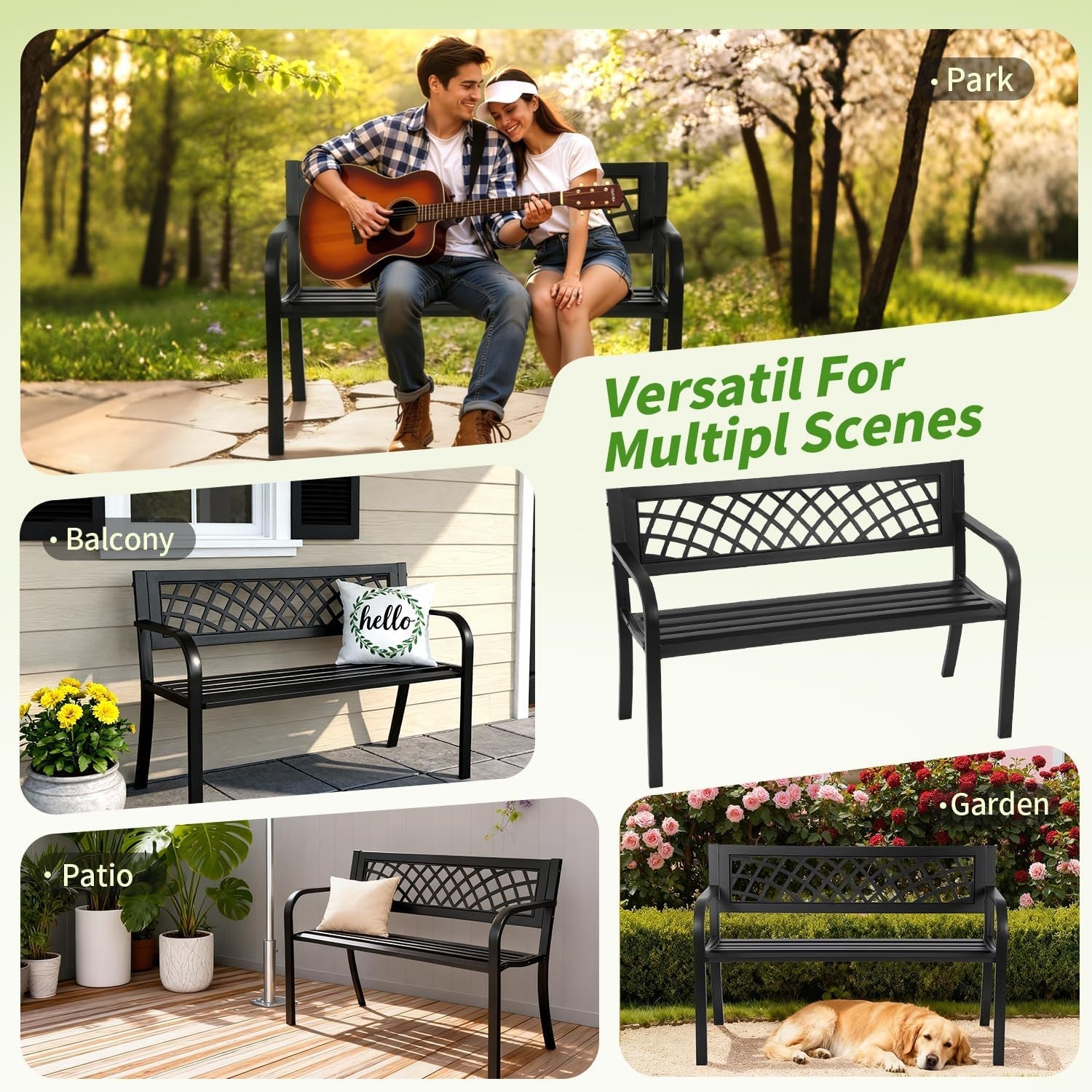 46-outdoor-garden-bench-black-480lbs-load-capacity-heavy-duty-metal-patio-bench-with-grid-design-rust-weather-resistant-for-lawn-yard-parks-patio-porch-entryway