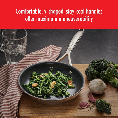 Energy plus 2-Pc Stainless Steel Ceramic Nonstick 10-In & 12-In Fry Pan Set | Non-Toxic, Food-Safe, Ceramic Nonstick Coating for Quick Release. Induction Cookware Compatible for All Cooktops.6