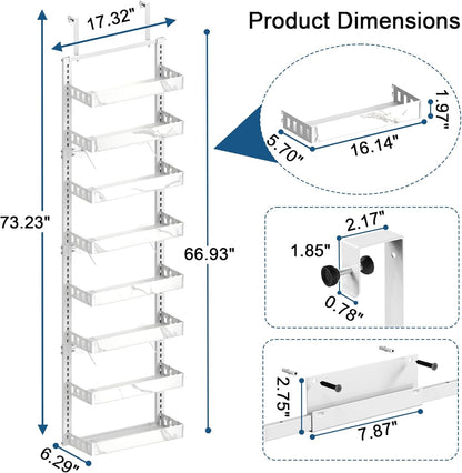 over the Door Pantry Organizer, 2-IN-1 Door & Wall Mount Spice Rack7