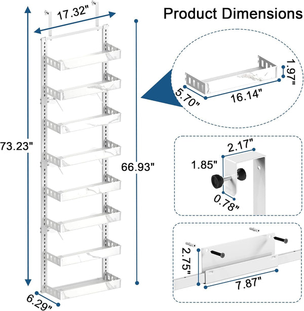 over the Door Pantry Organizer, 2-IN-1 Door & Wall Mount Spice Rack7