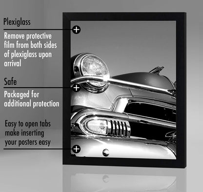 18X24 Poster Frame - Black Engineered Wood with Polished Plexiglass - Wide Picture Frame for Vertical or Horizontal Wall Display - Epic Collection - Black6