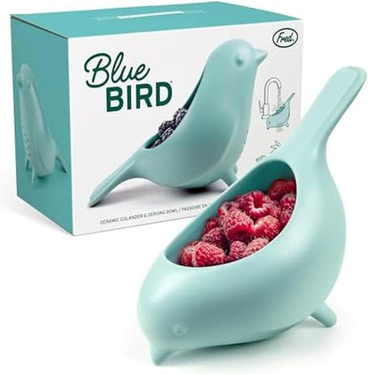 Genuine Fred BLUE BIRD Ceramic Colander, Charming, Unique Design, Berry Colander, Fun Kitchen Gadget1