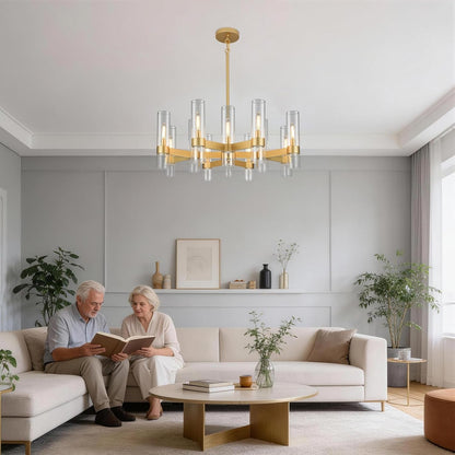 12-Light Large Gold Farmhouse Chandeliers for Dining Room Light Fixture 34"4