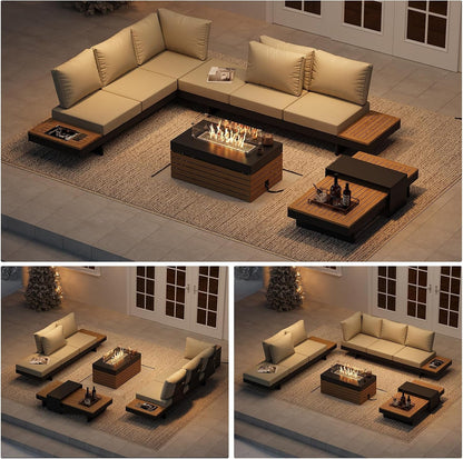 Patio Conversation Sets with Fire Pit, Modular Outdoor Sofa5