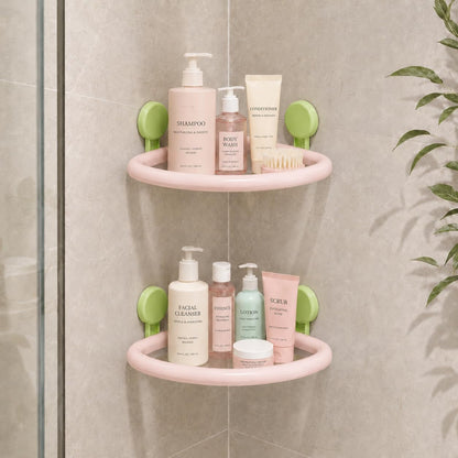 Corner Shower Caddy Suction Cup, 2-Pack Suction Cup Shelves,Pink2