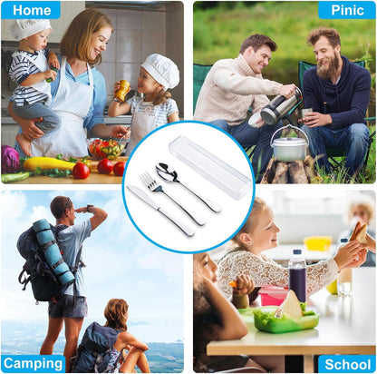 Travel Utensils with Case, Stainless Steel Reusable Portable Utensils Set with Case,  Travel Silverware Set6