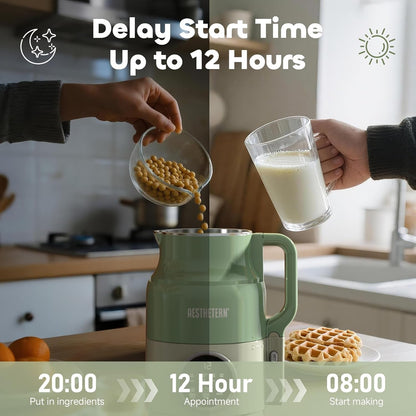Nut Milk Maker Machine, Soy Milk & Oat Milk Maker with 8 Presets, High-Speed Blender, Auto-Clean, Delay Start, 33Oz Almond Milk Maker for Plant-Based & Dairy-Free Beverages, Green3