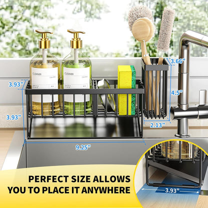 Sink Caddy Sponge Holder for Kitchen with Brush Holder and Stainless Steel Self Drain Tray, Rustproof Kitchen Sink Organizer for Sponge, Soap Dispenser Storage Accessories4