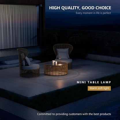 Compact Cordless Table Lamp, Rechargeable LED Night Light, Dual Light Source (RGB Top & Warm Bottom), Touch Control & Timer, Metal Lamp for Bedroom & Kids Room (Red 1-Pack)2