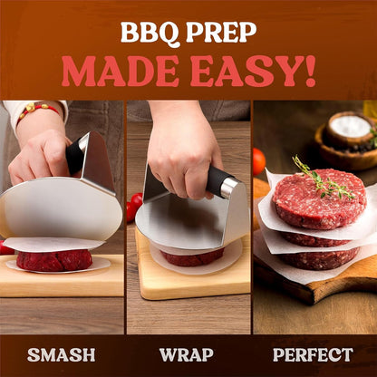 Smash Burger Press, Hamburger Smasher Tool for Griddle, Stainless Steel Ham Patty Press with Anti-Scald Handle, 5.5" Non Stick Grill Press for Smashburger, Bacon, Ground Beef, Meat, Sausage5