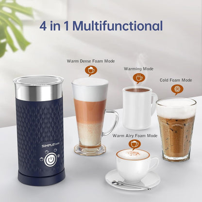Milk Frother, 4-In-1 Electric Automatic Milk Steamer, Blue | Warm and Cold Foam Maker and Milk Warmer for Latte, Macchiato, Cappuccino, Hot Chocolate3