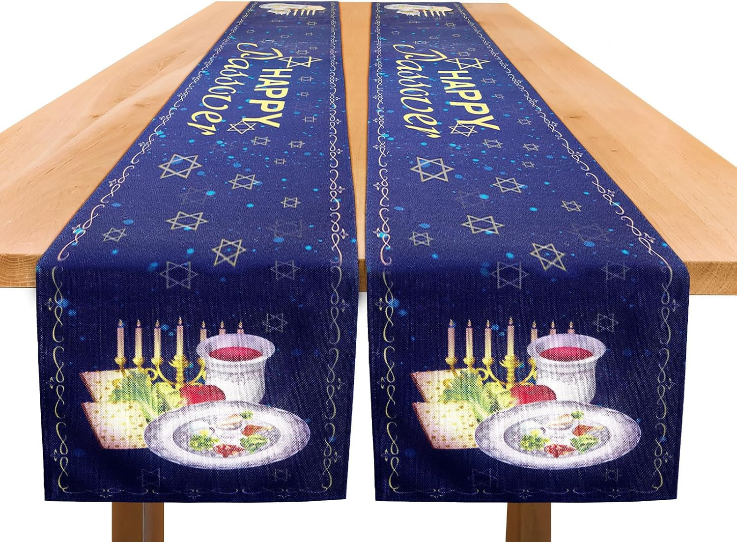 2-pack-happy-passover-table-runner-72-x-13-inch-linen-pesach-seder-table-decoration-star-of-david-menorah-design-jewish-holiday-party-kitchen-dining-home-decor-dark-blue