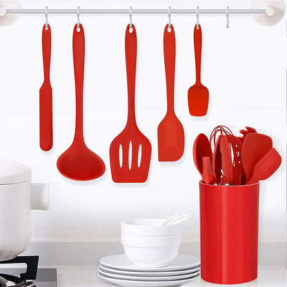 14 Pcs Silicone Cooking Utensils Set with Holder, Red8