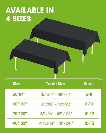 Rectangle Table Cloth 60" X 84" – Durable Polyester Tablecloth Offers Reusable & Washable Protection, Ideal for Outdoor Party, Picnic, Wedding, Banquet and Birthday, 1 Pack, Black | Durable, Rectangletable Cloth , for Outdoor Party, Picnic, Wedding, Banquet, Birthday8