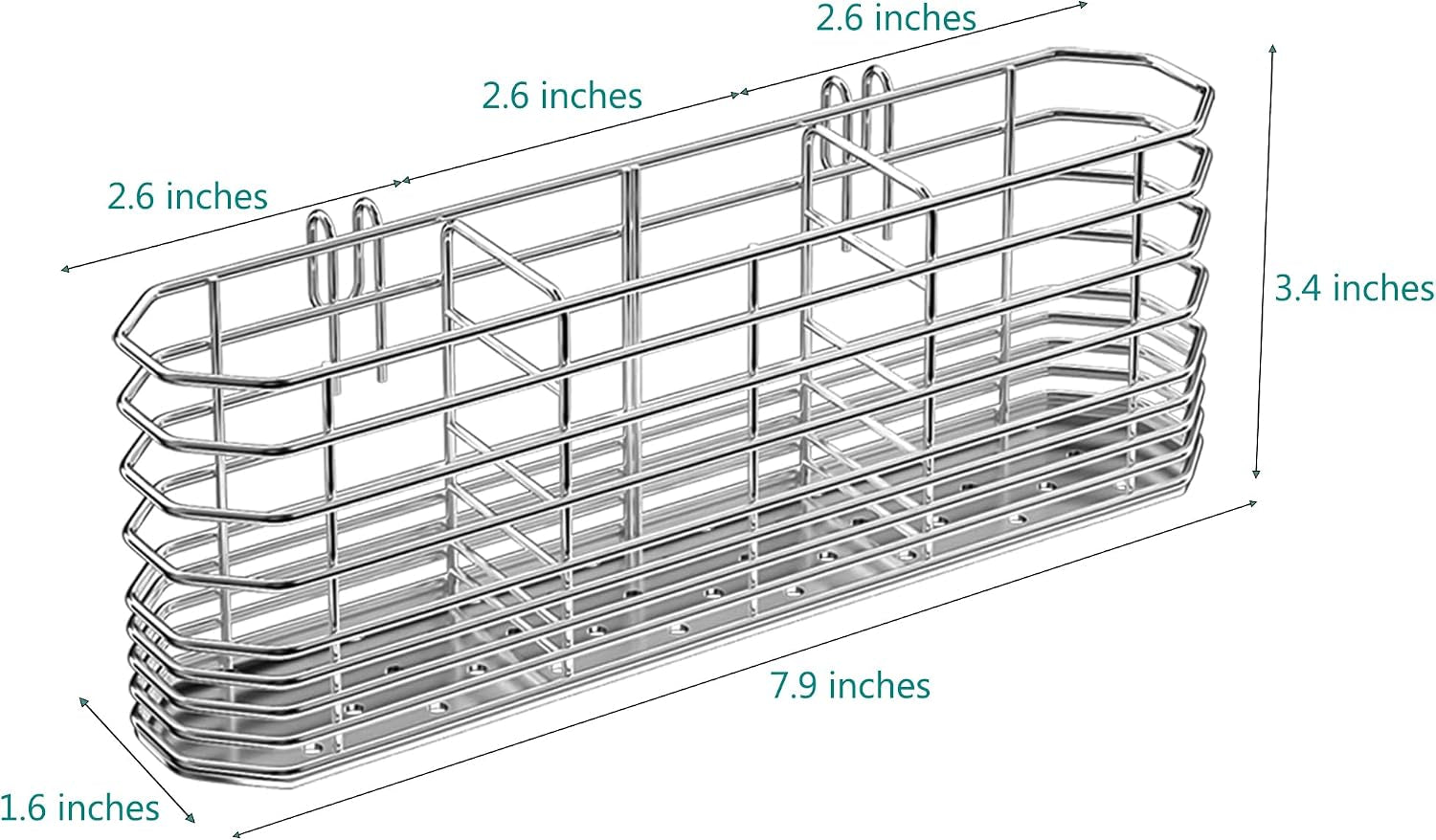 304-stainless-steel-utensil-holder-dish-drying-rack-kitchen-utensil-organizer-knife-and-fork-drainage-rack-kitchen-drainage-basket-accessories-with-hooks-rust-proof-color-silver