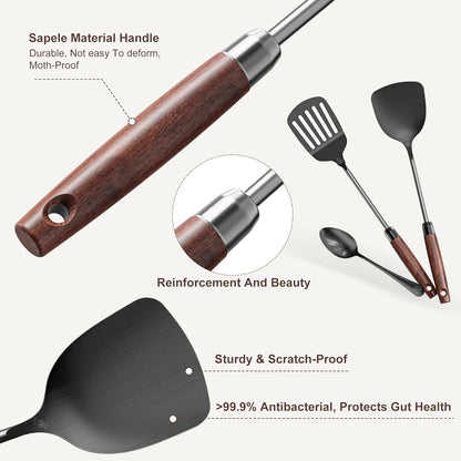 Titanium Spatula Set (3-Piece) – Metal Wok Spatula & Slotted Pancake Spatula, Food-Grade, High-Heat Safe, Non-Reactive, Dishwasher Safe Kitchen Utensils3