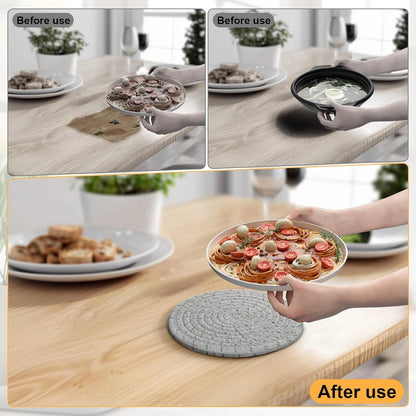 7" Trivets for Hot Dishes, 6 Pack Trivets for Hot Pots and Pans | Cotton Hot Pads for Kitchen Counter and Countertops, Trivets for Quartz Countertops Resist Heat, Scratches & Stains, Gray5