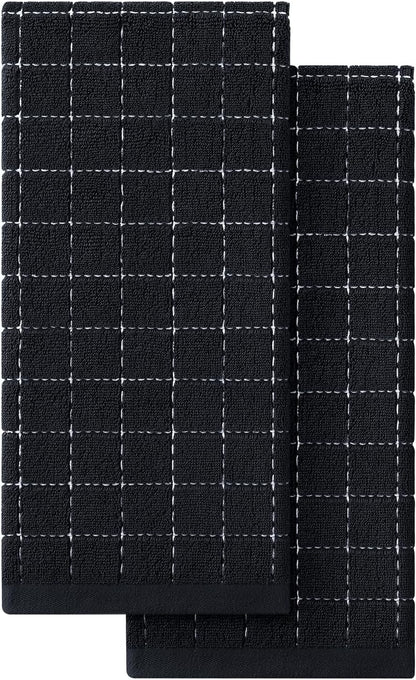 100% Cotton Terry Kitchen Towels, 2 Pack, Black | Ultra Soft and Absorbent Dish Towels for Kitchen, Suitable for Drying and Washing Dishes1