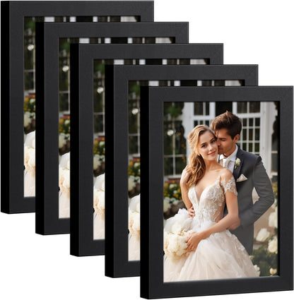 4X6 Picture Frame Set of 5, Wall or Tabletop Display, Black1