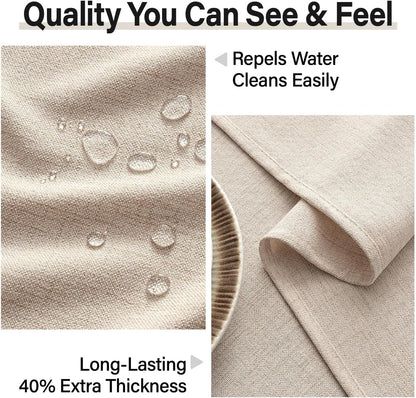 Linen Textured 54 Inch Square Tablecloth Ivory2