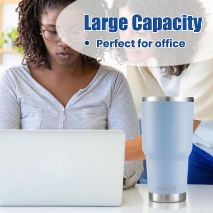 30Oz Blue Tumbler Double Wall Vacuum Insulated Travel Coffee Mug | Double Wall Vacuum Suit Cold and Hot Drink Fits in Standard Car Cup Holders with Splash-Proof Lid5