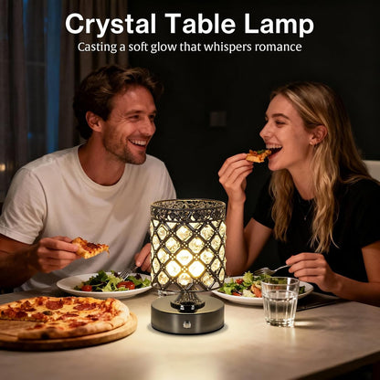 Black Crystal Rechargeable Cordless Table Lamp, Touch Small Desk Lamp8
