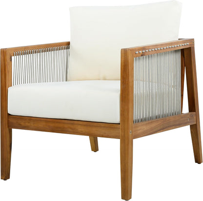 Lalulu 4-Seater Patio Furniture Set with Cushion, 4 Piece Outdoor Acacia Wood Conversation Set, Sold Wood Outdoor Sectional Sofa Set with Coffee Table, Teak+Beige9
