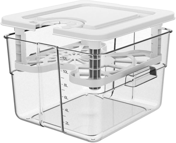 Sous Vide Container 12.6 QT with Lid and Rack Slow Cooker Container | Complete Kit with Lid and Rack, Minimal Water Evaporation, Compatible with Most Sous Vide Machines1