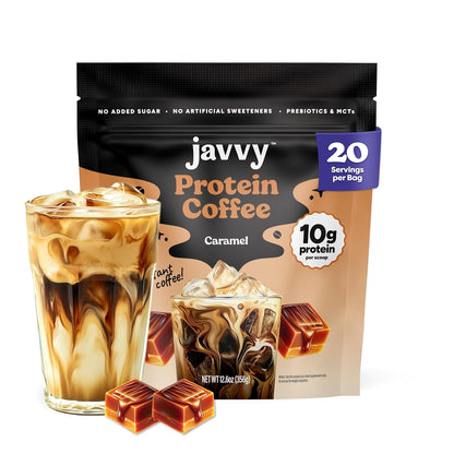 Protein Coffee for Cold Brew & Iced Coffee, Caramel Latte | 10G Whey Protein, 100% Natural Cold Brew, Zero Artificial Flavors & Sweeteners, 80Mg Caffeine, No Added Sugar1