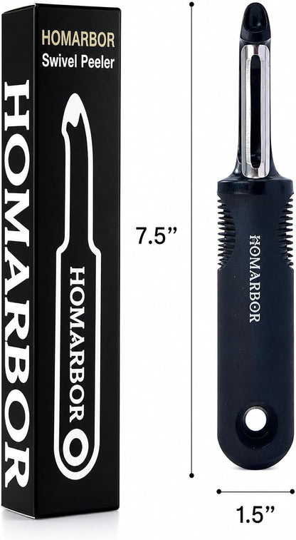 Black Premium Vegetable Peeler | Ultra-Sharp Swivel Stainless Steel Blade | Ergonomic Soft Grip Handle | Mango Peeler | Dishwasher Safe | Skin Peeler for Veggies & Fruits | Potato Peeler & Eye Remover6