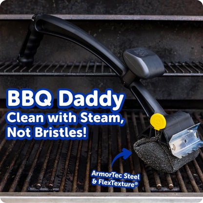 BBQ Daddy Grill Cleaner Kit - Bristle Free Grill Brush with Refill + 2 Steel Scour Daddy Grill Sponges - Built-In Grill Scraper - Temperature Controlled Grill Cleaning Tools (4 Count)2