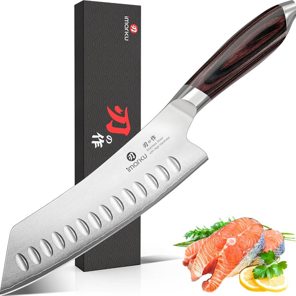 Japanese Santoku Knife 7 Inch, 10Cr15Comov 3-Layer Stainless Steel1