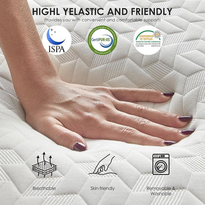 6 Inch Tri-Fold Mattress Queen Size, Portable Memory Foam Guest Bed with Certipur-Us Certified Cooling Gel & Washable Cover, Folding Mattress for Camping, Dorm, RV & Living Room6