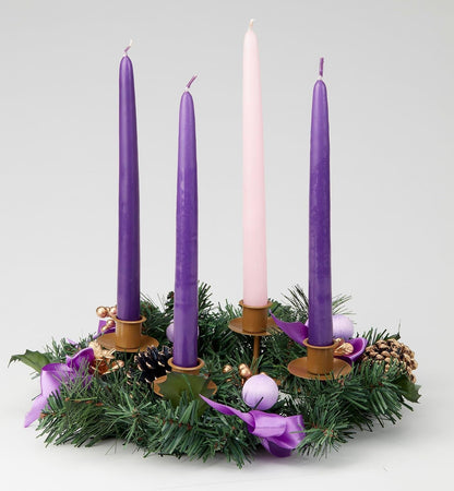 Christmas Advent Candle Set (Set of 4) - Made in the U.S.A. - 10 Inch Wax Taper Candles - 3 Purples Candles & 1 Pink Candle3