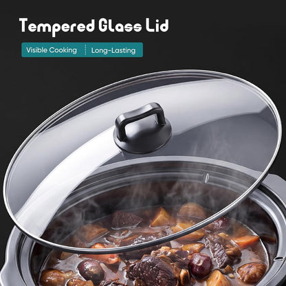 Slow Cooker 8 Quart, Ceramic Nonstick Coating, Programmable Slow Cooker with Dishwasher Stoneware Pot and Tempered Glass Lid, Multi Cookers with 3 Temperature, 35In Tangle Free Cord, Silver5