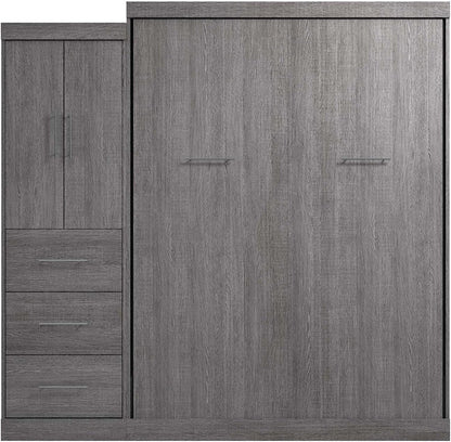 Queen Murphy Bed with Wardrobe, Bark Grey, Nebula, 90W5
