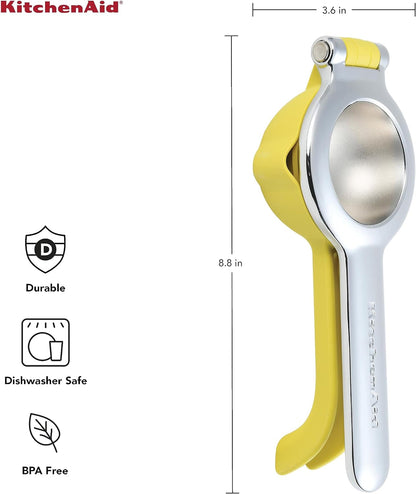 Kitchenaid Citrus Juice Press Squeezer for Lemons and Limes with Seed Catcher and Pour Spout, Lemon, 8 Inch2