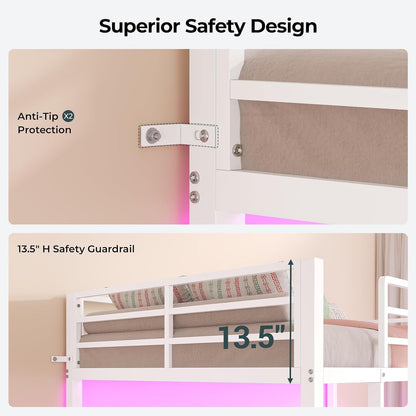 Bunk Bed Twin over Full with Drawers, 2 Person Desk, White7