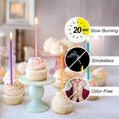 40-Count Rainbow Birthday Candles for Cake, 5.5” Tall Thin4