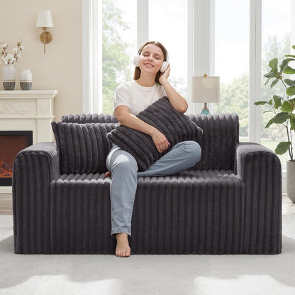 2-Seater Foam Sofa with Pillows Comfy Couch for Small Spaces1