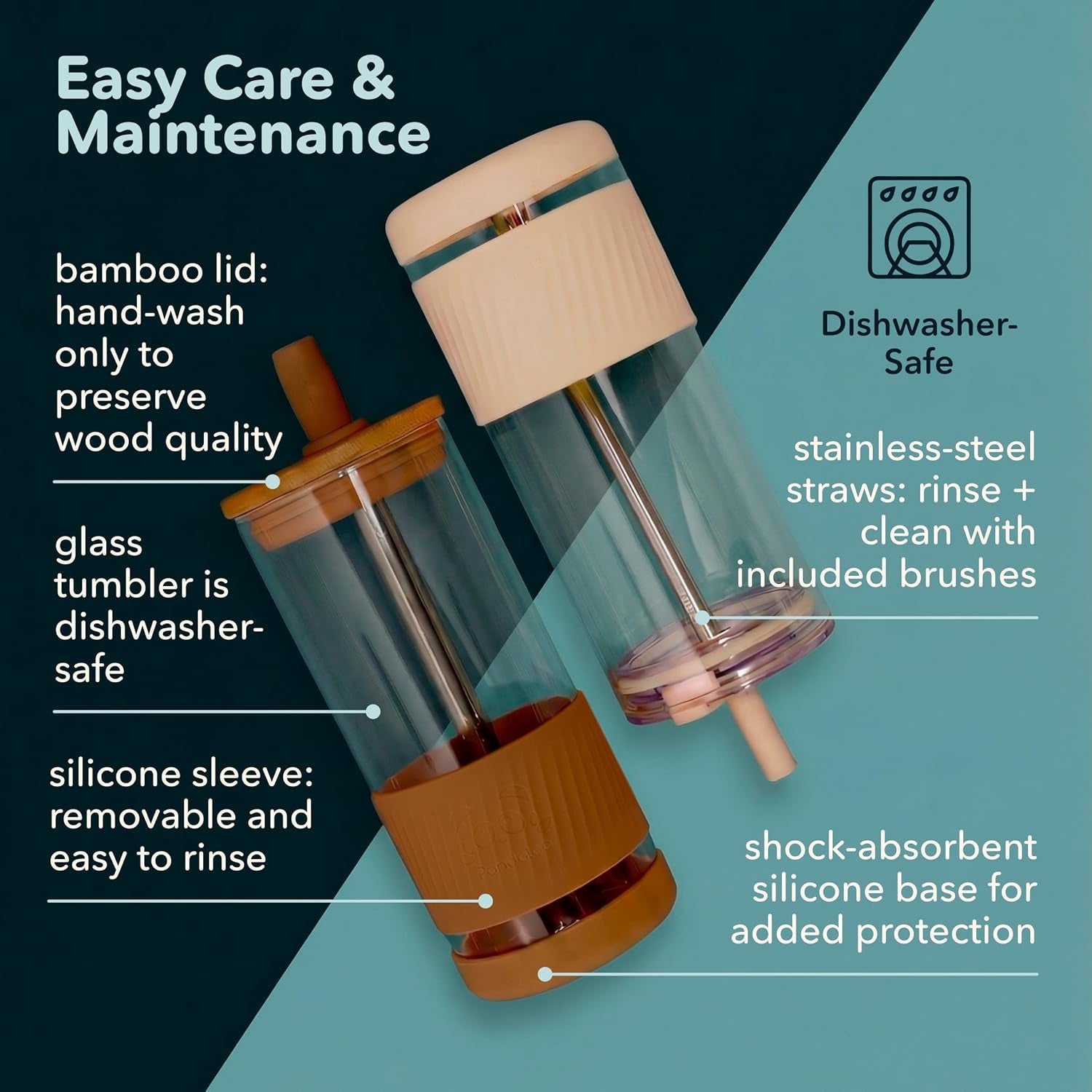 ®-glass-cups-with-lids-and-straws-20-fl-oz-perfect-size-iced-coffee-cup-smoothie-cup-with-bamboo-lid-and-on-the-go-lid-glass-tumbler-with-straw-1-count-pack-of-1-lilac-rhapsody